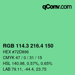 カラーコード: RGB 114.3 216.4 150 | qconv.com
