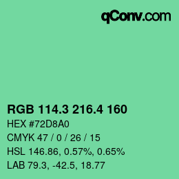 カラーコード: RGB 114.3 216.4 160 | qconv.com
