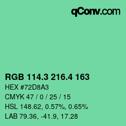 カラーコード: RGB 114.3 216.4 163 | qconv.com