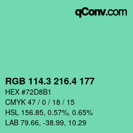 カラーコード: RGB 114.3 216.4 177 | qconv.com