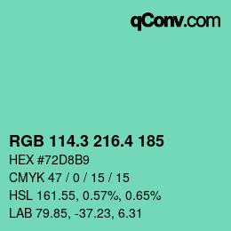 カラーコード: RGB 114.3 216.4 185 | qconv.com