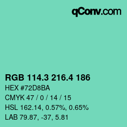 カラーコード: RGB 114.3 216.4 186 | qconv.com