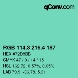 カラーコード: RGB 114.3 216.4 187 | qconv.com
