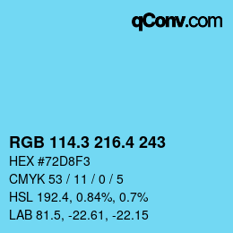 カラーコード: RGB 114.3 216.4 243 | qconv.com