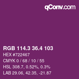 カラーコード: RGB 114.3 36.4 103 | qconv.com
