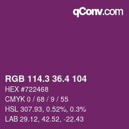 カラーコード: RGB 114.3 36.4 104 | qconv.com