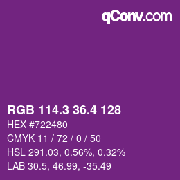 カラーコード: RGB 114.3 36.4 128 | qconv.com