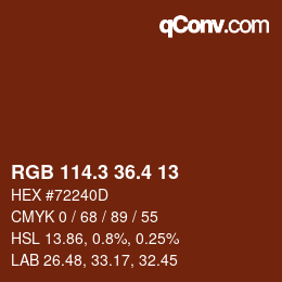 カラーコード: RGB 114.3 36.4 13 | qconv.com