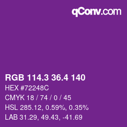 カラーコード: RGB 114.3 36.4 140 | qconv.com