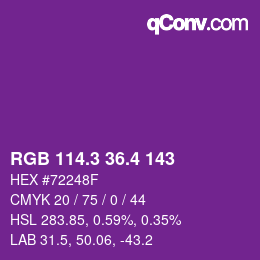カラーコード: RGB 114.3 36.4 143 | qconv.com
