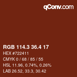 カラーコード: RGB 114.3 36.4 17 | qconv.com