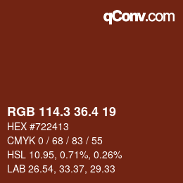 カラーコード: RGB 114.3 36.4 19 | qconv.com