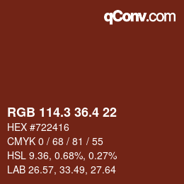 カラーコード: RGB 114.3 36.4 22 | qconv.com