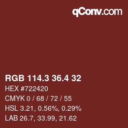 カラーコード: RGB 114.3 36.4 32 | qconv.com