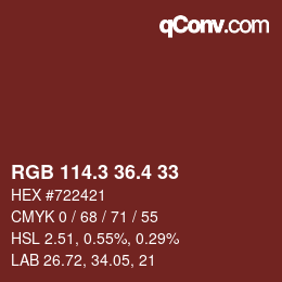 カラーコード: RGB 114.3 36.4 33 | qconv.com