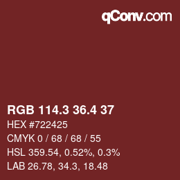 カラーコード: RGB 114.3 36.4 37 | qconv.com