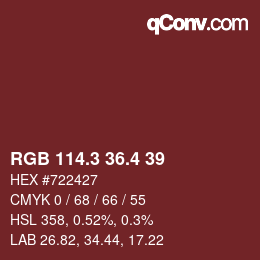 カラーコード: RGB 114.3 36.4 39 | qconv.com