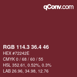 カラーコード: RGB 114.3 36.4 46 | qconv.com