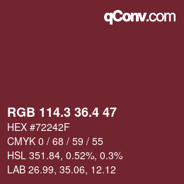 カラーコード: RGB 114.3 36.4 47 | qconv.com