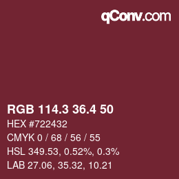 カラーコード: RGB 114.3 36.4 50 | qconv.com