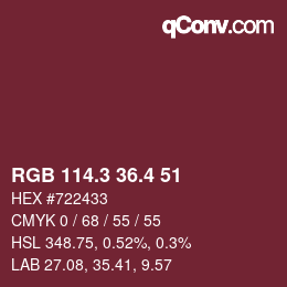 カラーコード: RGB 114.3 36.4 51 | qconv.com
