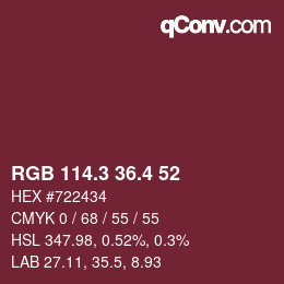 カラーコード: RGB 114.3 36.4 52 | qconv.com