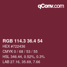 カラーコード: RGB 114.3 36.4 54 | qconv.com