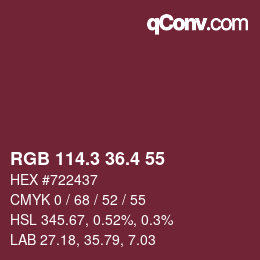 カラーコード: RGB 114.3 36.4 55 | qconv.com