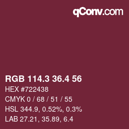 カラーコード: RGB 114.3 36.4 56 | qconv.com