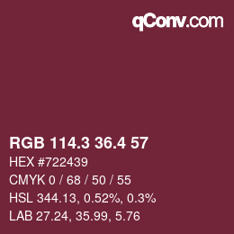 カラーコード: RGB 114.3 36.4 57 | qconv.com