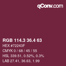 カラーコード: RGB 114.3 36.4 63 | qconv.com