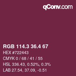 カラーコード: RGB 114.3 36.4 67 | qconv.com
