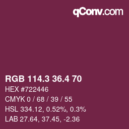 カラーコード: RGB 114.3 36.4 70 | qconv.com