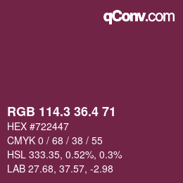 カラーコード: RGB 114.3 36.4 71 | qconv.com