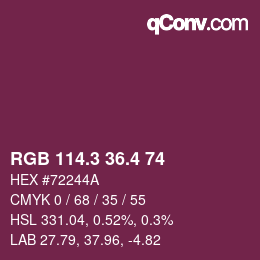 カラーコード: RGB 114.3 36.4 74 | qconv.com