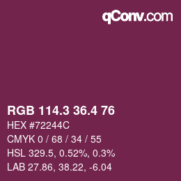 カラーコード: RGB 114.3 36.4 76 | qconv.com