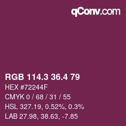 カラーコード: RGB 114.3 36.4 79 | qconv.com