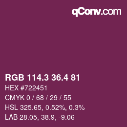 カラーコード: RGB 114.3 36.4 81 | qconv.com