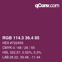 カラーコード: RGB 114.3 36.4 85 | qconv.com