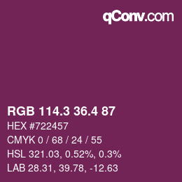 カラーコード: RGB 114.3 36.4 87 | qconv.com
