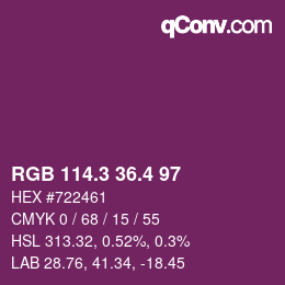 カラーコード: RGB 114.3 36.4 97 | qconv.com