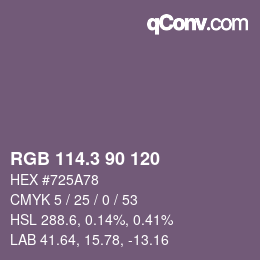 カラーコード: RGB 114.3 90 120 | qconv.com
