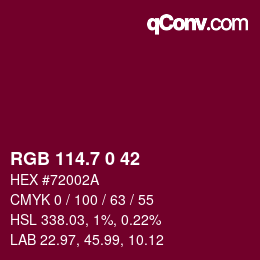 カラーコード: RGB 114.7 0 42 | qconv.com