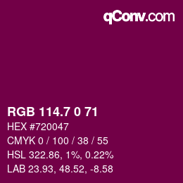 カラーコード: RGB 114.7 0 71 | qconv.com