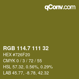 カラーコード: RGB 114.7 111 32 | qconv.com