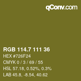 カラーコード: RGB 114.7 111 36 | qconv.com