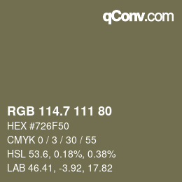 カラーコード: RGB 114.7 111 80 | qconv.com