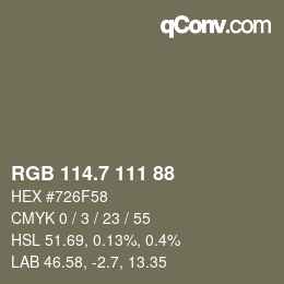 カラーコード: RGB 114.7 111 88 | qconv.com