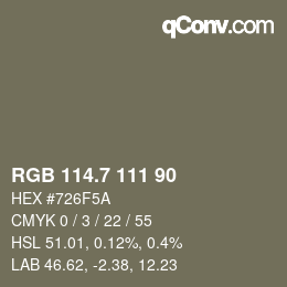カラーコード: RGB 114.7 111 90 | qconv.com