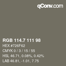 カラーコード: RGB 114.7 111 98 | qconv.com